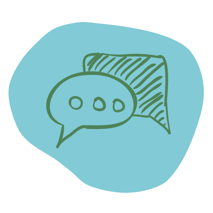 Speech bubble icon that represents the Illuman value of Gathering