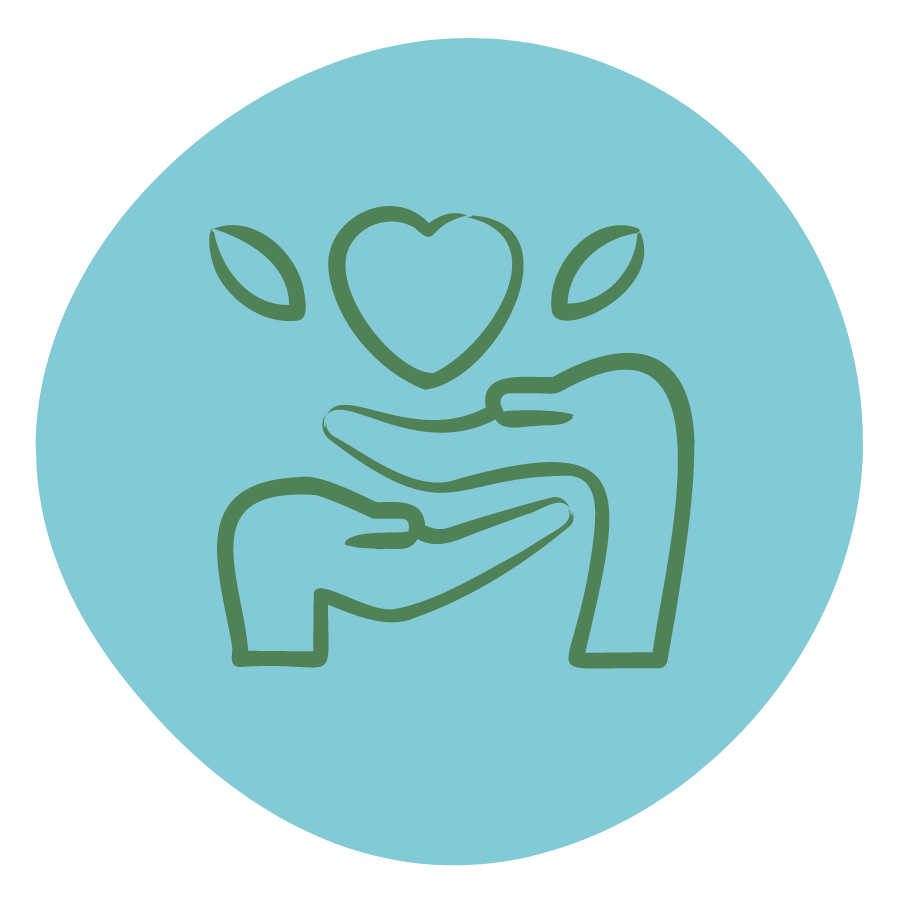 Hands holding a heart icon representing the Illuman value of Serving